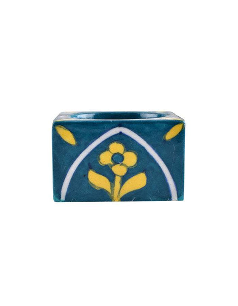 Blue Pottery Candle Holder Set Of 2pcs.